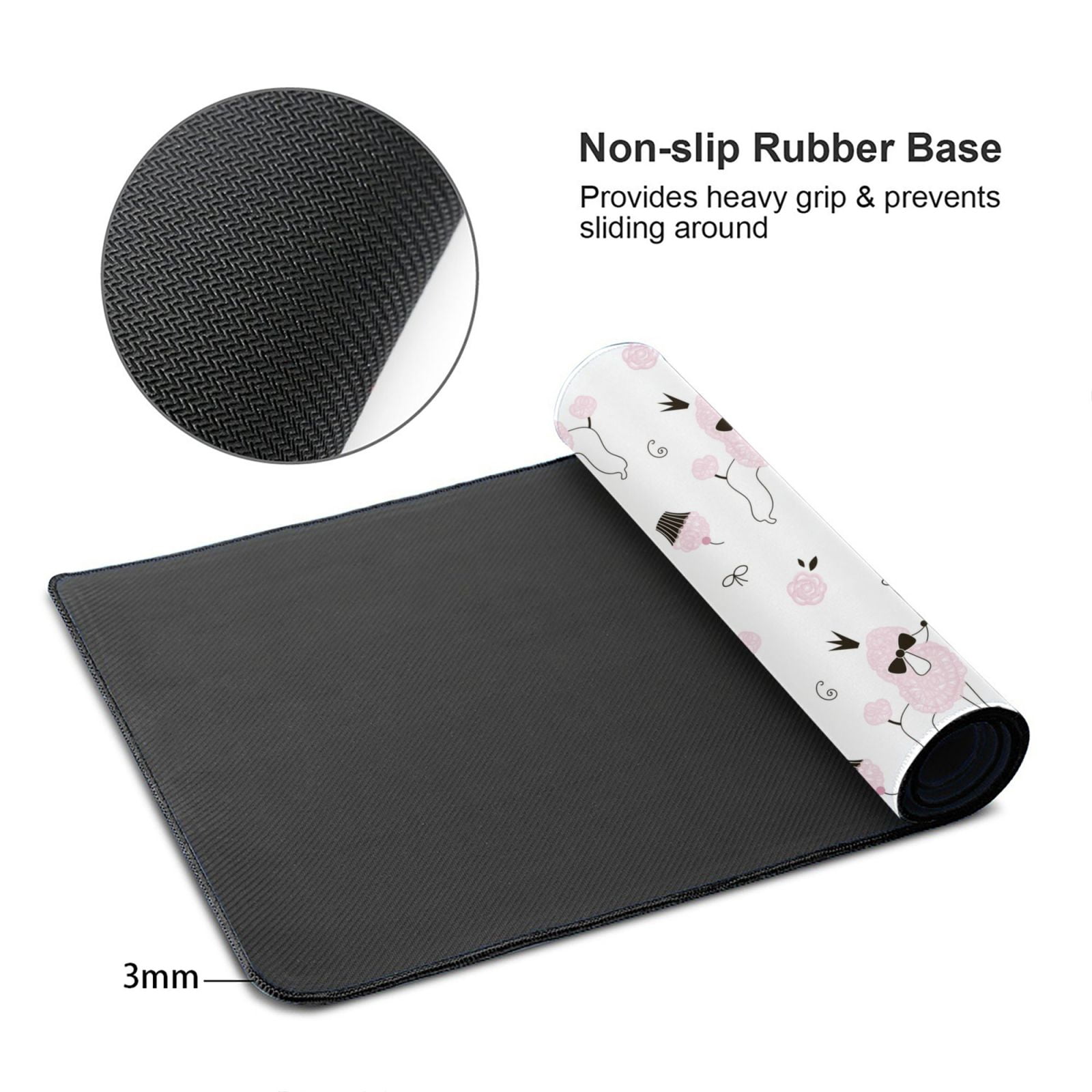 Kdxio Cute Poodle Dog Print Large Gaming Mouse Pad,Non-Slip Base,Water Resist Keyboard Pad for Gamer,Office & Home,29.5 x 15.8 in