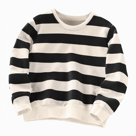 Gerichy Baby Boys Long Sleeve Sweatshirt Striped Cotton Blend Crewneck Kids Pullover Fall Winter Clothes 1T-11T