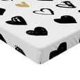 thumbnail image 2 of Ambesonne Love Fitted Sheet 2 Pcs Set, Small Heart Hipster, Twin, Tan Black White, 2 of 3
