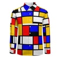 thumbnail image 3 of Multi Geometric Print Casual Shirt Men Art Mondrian Style Streetwear Shirt Autumn Vintage Blouse Long Sleeve Design Oversized Cl, 3 of 6