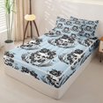 thumbnail image 2 of Manfei Gothic Skull Rose Zipper Full Size Comforter Sets with Fitted Sheet and 2 Pillowcases, Halloween Spooky Flying Bat Zipper Bedding Set, Light Blue Black,Grey Reversible,4 Pieces, 2 of 6