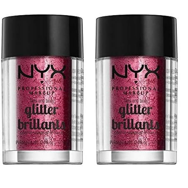 Maquillaje profesional Glitter NYX para rostro y cuerpo rojo (paquete de 2)