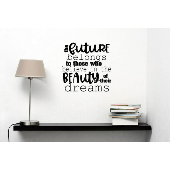 Grad Decals Future Belongs To Those Who Believe Inspired Wall Stickers 11x11.1-Inch Black