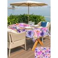 thumbnail image 5 of Outdoor Tablecloth with Umbrella Hole for Patio/Picnic/Party/Camping, Farmhouse Flowers Waterproof Table Cloth Rectangle Table Cover Washable, Spring Watercolor Purple Pink Floral (60"x 102"), 5 of 8
