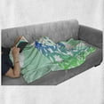 thumbnail image 6 of Floral Soft Flannel Fleece Blanket, Fashion Woman Girl Body with Flower Petal Leaves Modern Design Model Image, Cozy Plush for Indoor and Outdoor Use, 60" x 80", Turquoise Teal White, by Ambesonne, 6 of 6