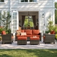 thumbnail image 2 of Ovios 6 Pieces Outdoor Furniture All-Weather Wicker Patio Sectional Couch with Coffee Table and Cushions Powder-Coated Steel, 2 of 8