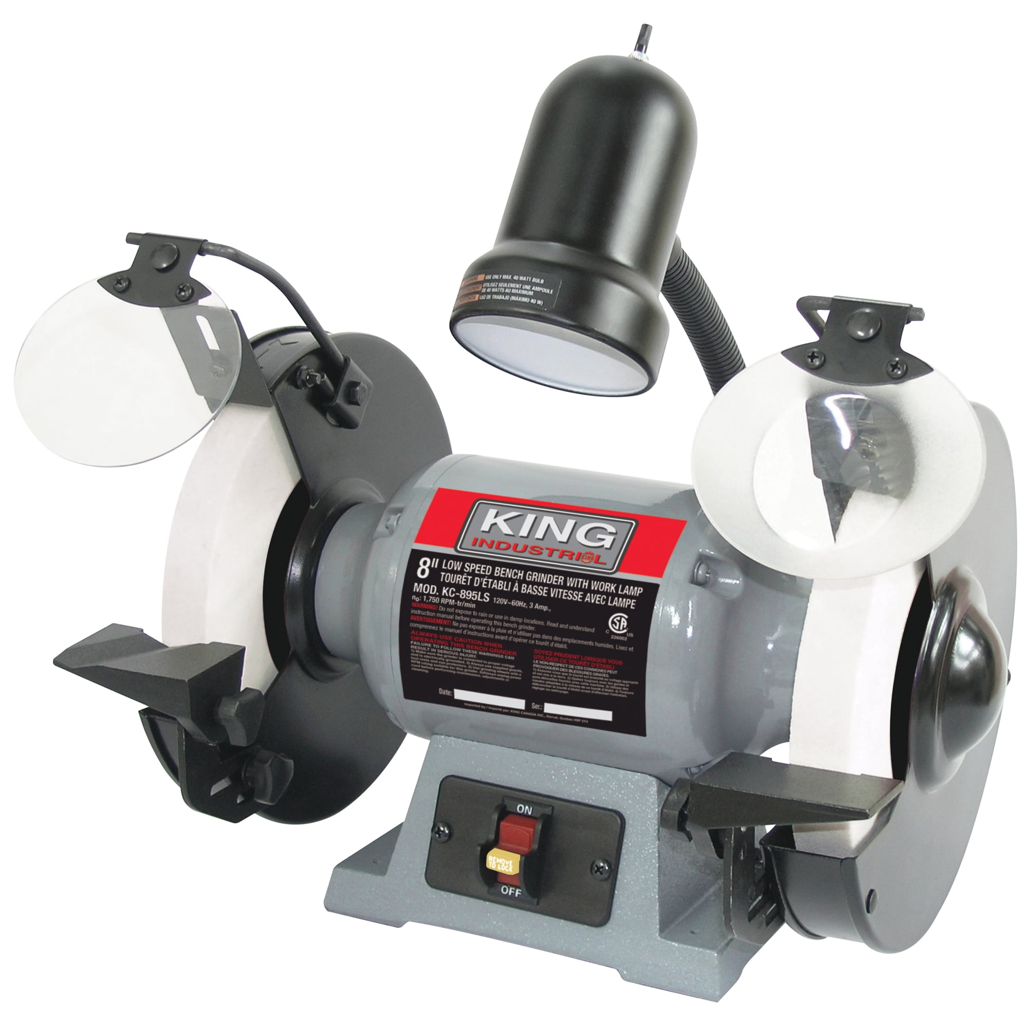 King Canada 8" Low Speed Bench Grinder With Light (KC895LS) Walmart