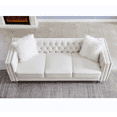 thumbnail image 3 of Three-seater Sofa with Crystal Feet, Accent Sofa with Rectangle Armchair, Velvet Crystal Buckle Upholstery Sofa with Removable Cushion and Two Plush Pillow, Beige, 3 of 9