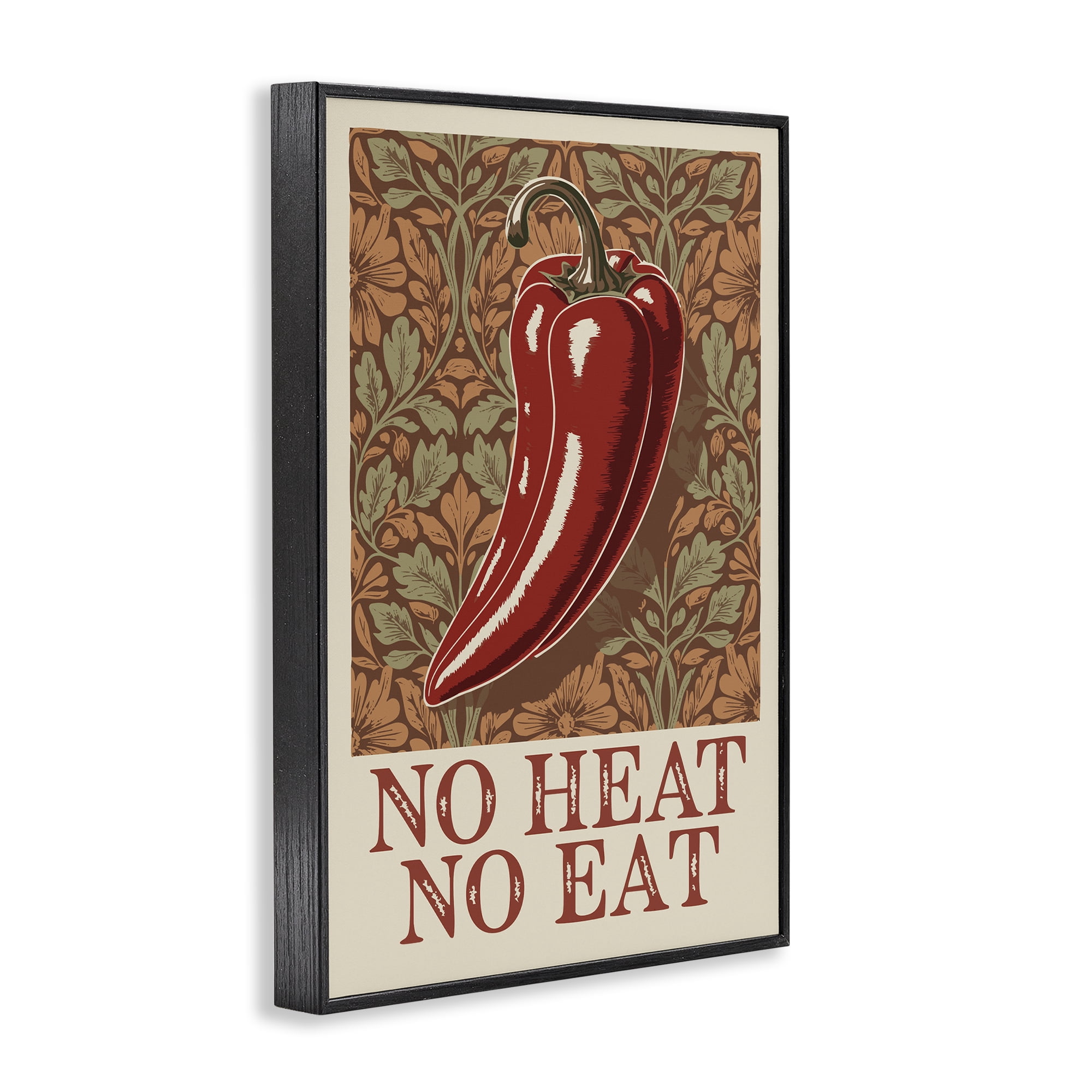 Stupell Industries No Heat or Eat Pepper Black Framed Giclee Art, design by Andreas Magnusson
