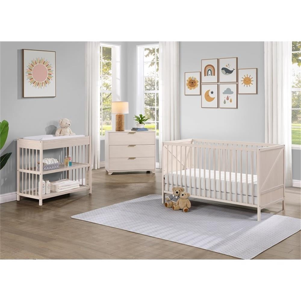 Pemberly Row Mid-Century Toddler Guardrail in Washed Natural