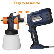 Qunler Paint Sprayer Gun, 650W HVLP Electric Paint Sprayer with 900ml Container, 3 Nozzles 3 Spray Patterns, Ideal for Home Interior and Exterior Walls, Ceiling, Fence, Cabinet, Furniture, Blue