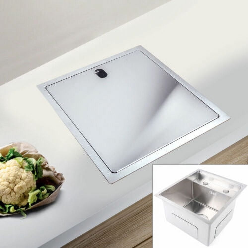 Hidden Stainless Steel Kitchen Bathroom Sink Single Bowl w/ Folding faucet+Cover