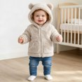 thumbnail image 2 of JUMEYU Winter Jacket Toddler Girl Baby Girls Fuzzy Plush Hooded Jacket Sherpa Zip-Up Front Toddler Coat 18 24 Months (White,18-24 Months), 2 of 5