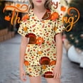 thumbnail image 4 of WOYY Girls Thanksgiving Pajama Sets Turkey Short Sleeve Button Down Top Shorts, Sizes 2-13, 4 of 4