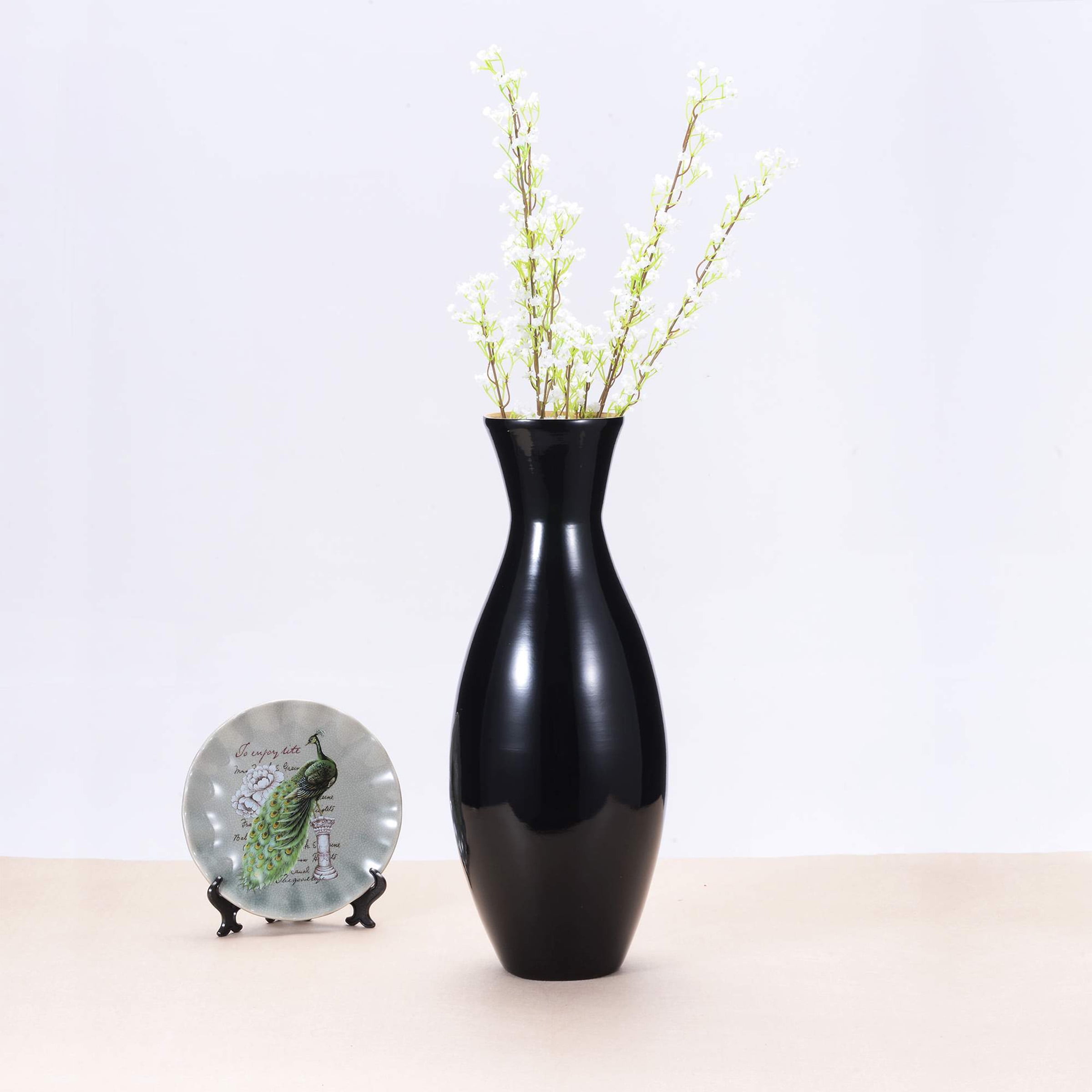 Villacera Handcrafted 20-Inch-Tall Sustainable Bamboo Floor Vase (Black)