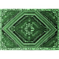 Ahgly Company Indoor Rectangle Persian Emerald Green Traditional Area Rugs, 5' x 7'