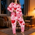 thumbnail image 4 of FDGIU ‌‌‌‌Women's Plus Size Valentine Pajama Set - 2 Piece Long Sleeve Button Down Sleepwear with Heart Print, 4 of 7