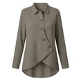 thumbnail image 5 of Tqcoqu Women's Waffle Knit Button Down Shirt,Point Collar Long Sleeve Asymmetric Irregular Hem Loose Casual Blouse Tops,2026 Fall Winter Trendy Clothes,Khaki Women's S-XXL, 5 of 8