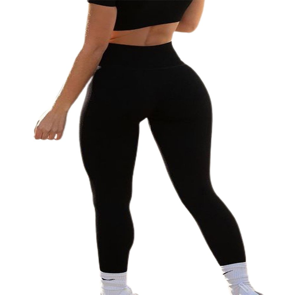 Butt Lifting Anti Cellulite Leggings for Women High Waisted Yoga Pants Workout Tummy Control Sport Tights Black L