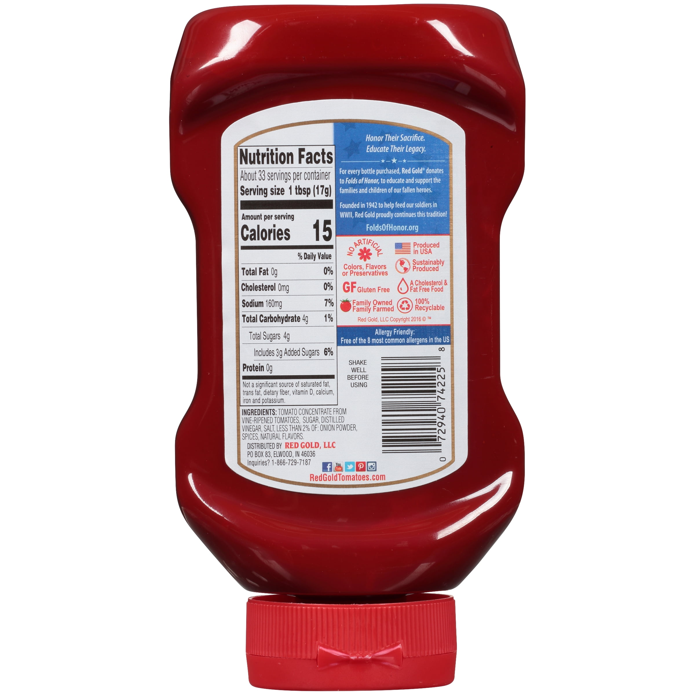 Red Gold Made with Real Sugar Ketchup, 20 oz Bottle