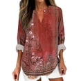 thumbnail image 1 of WEAIXIMIUNG Womens T-Shirts Graphic Tees Funny Adult Humor Women Vintage Floral Print V Neck Long Sleeve Casual Shirt Top, 1 of 4