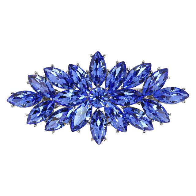 Clip de pasador de pelo floral de cristal de diamantes de imitación azul precioso de Faship