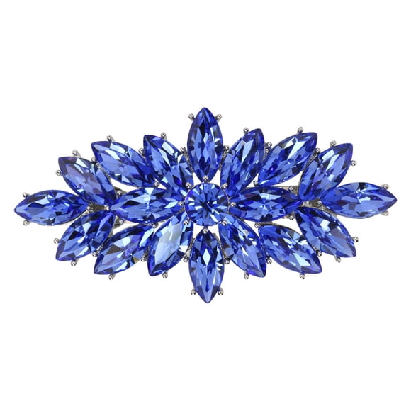 Clip de pasador de pelo floral de cristal de diamantes de imitación azul precioso de Faship