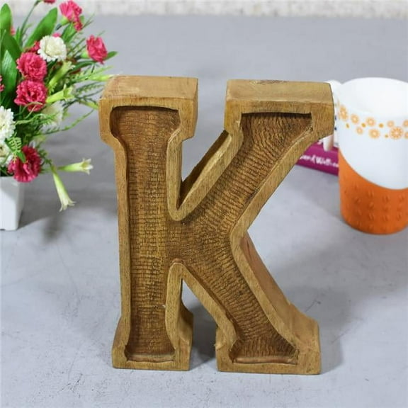 K Alphabet Handmade Letter Block Eco-Friendly Wall Decor, Natural