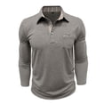 thumbnail image 7 of Long Sleeve Polo Shirt for Men Cotton Blend Heavyweight Polo Breathable Slim Fit Casual Shirts Weekend Gathering, 7 of 7