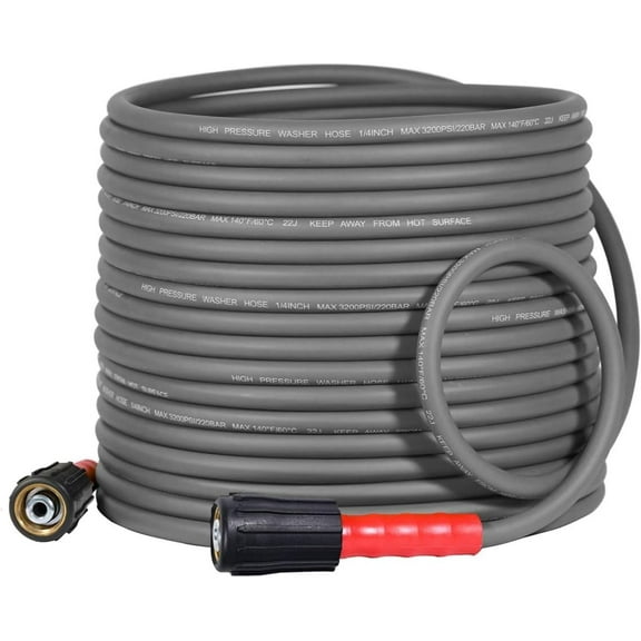 YAMATIC Top Flexible Pressure Washer Hose 50 FT 1/4", Kink Resistant Power Washer Hose Replacement for Flexzilla Uberflex Ryobi Genarac Troy Bilt Honda M22-14mm Rated 3200 PSI/Max 3700 PSI,Grey