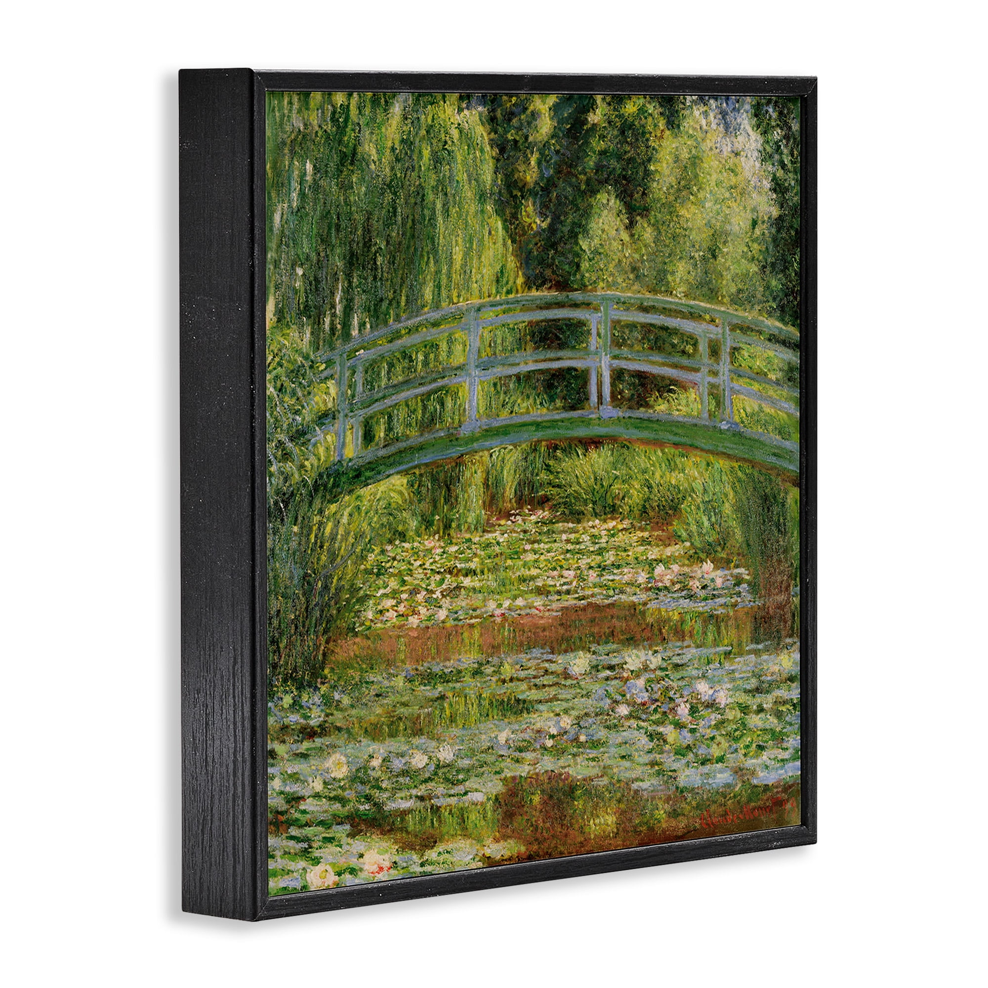 Stupell Industries Water Lily Pond Monet Classic Painting Landscape Painting Black Framed Art Print Wall Art, 17 x 17