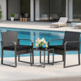 thumbnail image 5 of Aiho 3-Piece Wicker Patio Bistro Set, All Weather Outdoor Chairs Set with Glass Top Table & Soft Cushions, Outdoor Furniture for Garden, Backyard, Balcony, Deck - Black, 5 of 9