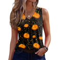 thumbnail image 2 of Bovemsi Plus Size Tank Tops for Women V Neck Pumpkin Graphic Sleeveless, Halloween Layering Comfort Tops for Women Trendy L, 2 of 5