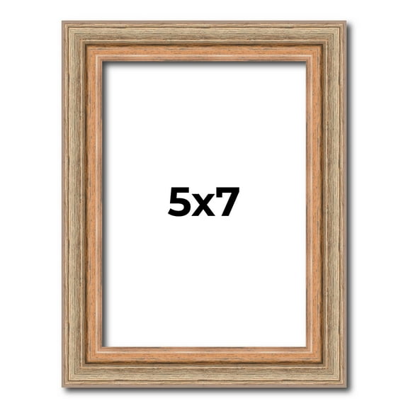 5x7 Frame Brown 60's Wooden Cabinet Solid Wood Picture Frame | 1 Inch Moulding Width | Complete