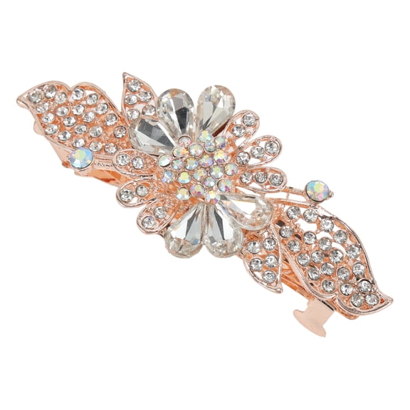 Unique Bargains 1 Pc Hair Clip Crystal Rhinestone Flower White