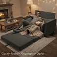 thumbnail image 6 of Gacale Sofa Bed, 2-in-1 Pull Out Loveseat Sleeper Sofa, Folding Floor Couch for Guest Room and Bedroom, Dark Gray, 6 of 7