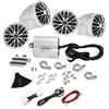 PYLE PLMCA70 - (4) Speakers - 800 Watt Weatherproof Speaker Kit for Motorcycle, ATV, Snowmobile - Includes Amplifier, Handle-Bar Mounts & iPod/MP3 Input