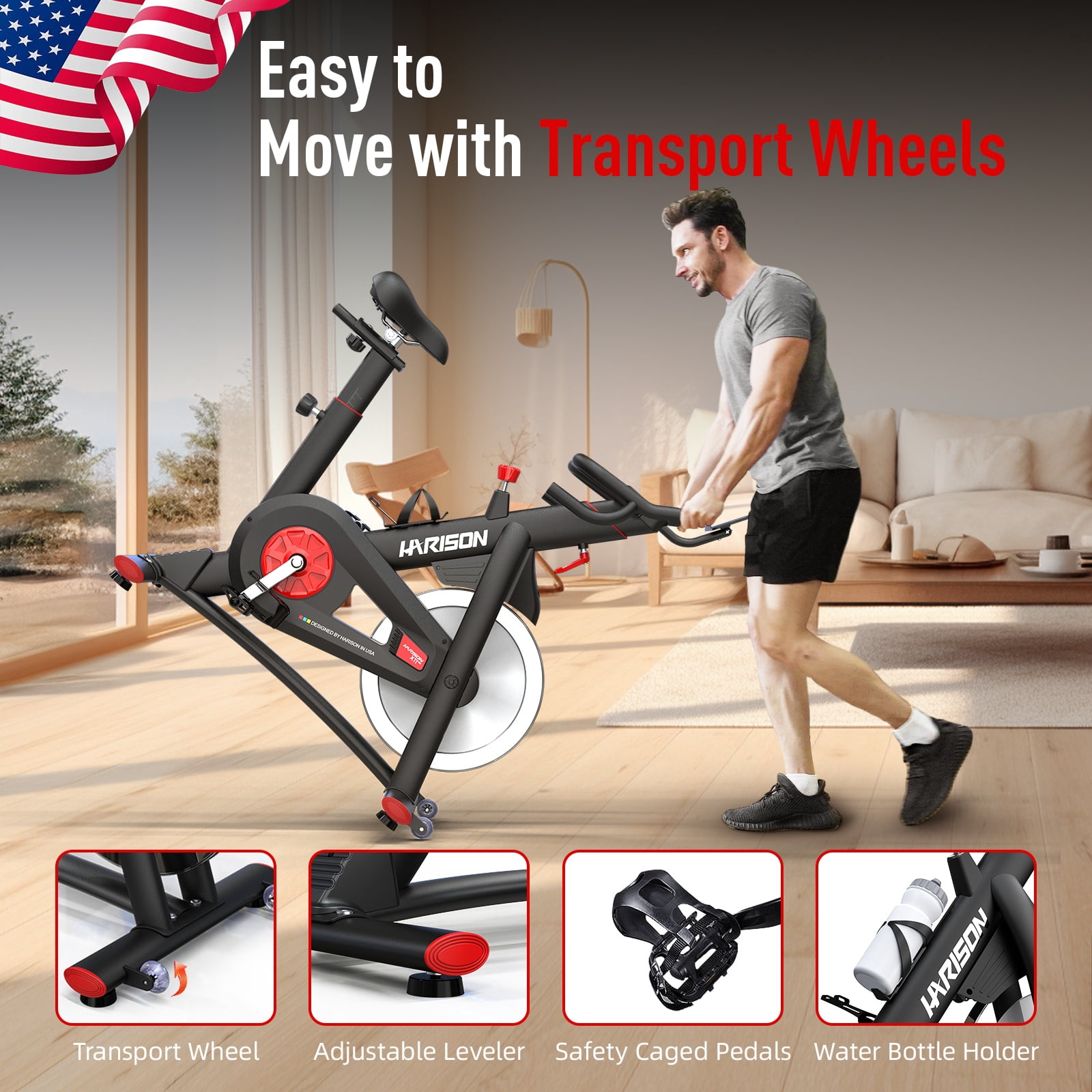 HARISON Magnetic Exercise Bike with Silent Infinite Resistance, 400lbs Capacity Indoor Cycling Bike with Bluetooth & Tablet Holder