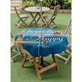 thumbnail image 4 of Outdoor Tablecloth with Umbrella Hole for Patio/Picnic/Party/Camping, Coastal Starfish Waterproof Table Cloth Round Cover Washable, Nautical Marine Life Blue Wooden Grain (Dia 60"), 4 of 8
