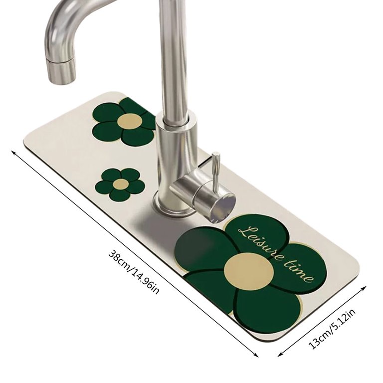 Floral Sink Faucet Absorbent Mat