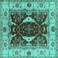 thumbnail image 1 of Ahgly Company Indoor Square Oriental Turquoise Blue Traditional Area Rugs, 6' Square, 1 of 4