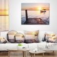 thumbnail image 3 of Designart Boat View From Boardwalk on Beach - Seashore Throw Pillow - 18x18, 3 of 4