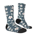 thumbnail image 2 of Goofa Blue Flower Printed Men's Crew Socks, Soft Durable Breathable Moisture-Wicking with Odor Control Cotton socks, 2 of 9
