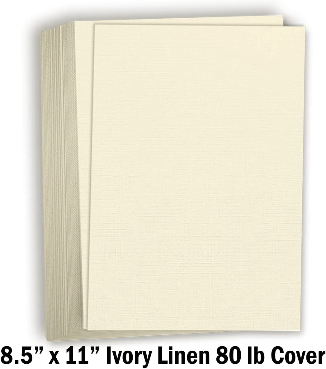 Hamilco Resume Linen Textured Cardstock Paper 8 1/2 x 11 Blank Thick Heavy  Weight 80 lb Cover Card Stock for Printer - 50 Pack Ivory