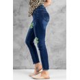 thumbnail image 2 of ABPHQTO Vaqueros de cintura alta con botones y estampado de trébol de leopardo azul para mujer, 2 of 5