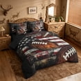thumbnail image 2 of meiyoeat Boys Football Games 7 Pieces Full Size Bedding Sets For Kids,Vintage American Flag Pattern Full Size Bed in a Bag For Boys,Black Reversible, 2 of 7