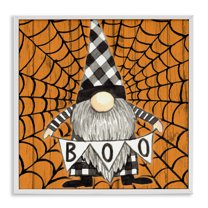 Stupell Industries Rustic Halloween Gnome Holiday Painting White Framed Art Print Wall Art, 24 x 24
