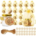 thumbnail image 1 of Mini Tarros De Cristal, Tarros Miel Pequeños Hexagonales con Tapas Doradas Para Miel, Especias, Mermelada Y Velas, Con Bolsa Regalo, Colgantes Abeja, Cuerda De Cáñamo, Etiquetas, Pegatinas, 1 of 4