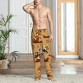 thumbnail image 5 of Uemuo Brown Mushrooms Pattern Men's Wide Leg Palazzo Lounge Pants with Pockets Light Weight Loose Comfy Casual Pajama Pants-Small, 5 of 9