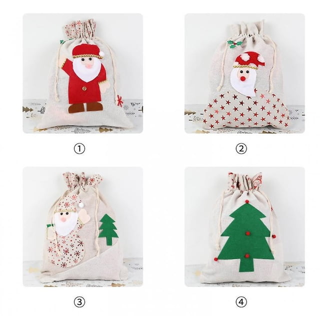 30*40 cm, 4 piezas Bolsas de regalo navideñas grandes con cordón para regalos navideños Bolsas de regalo fáciles de envolver para obsequios de fiesta -